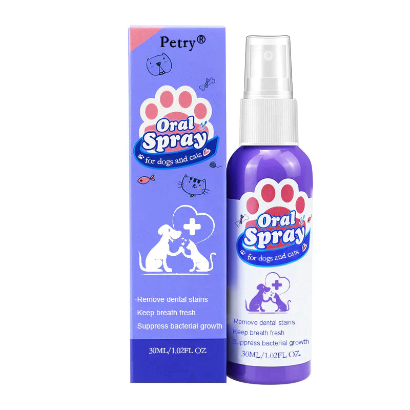 Petry® Teeth Cleaning Spray for Dogs & Cats, Eliminate Bad Breath, Targets Tartar & Plaque, Without Brushing